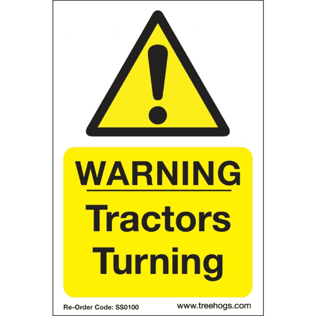 SS0100 Corex Safety Sign - Warning Tractors Turning - Treehog