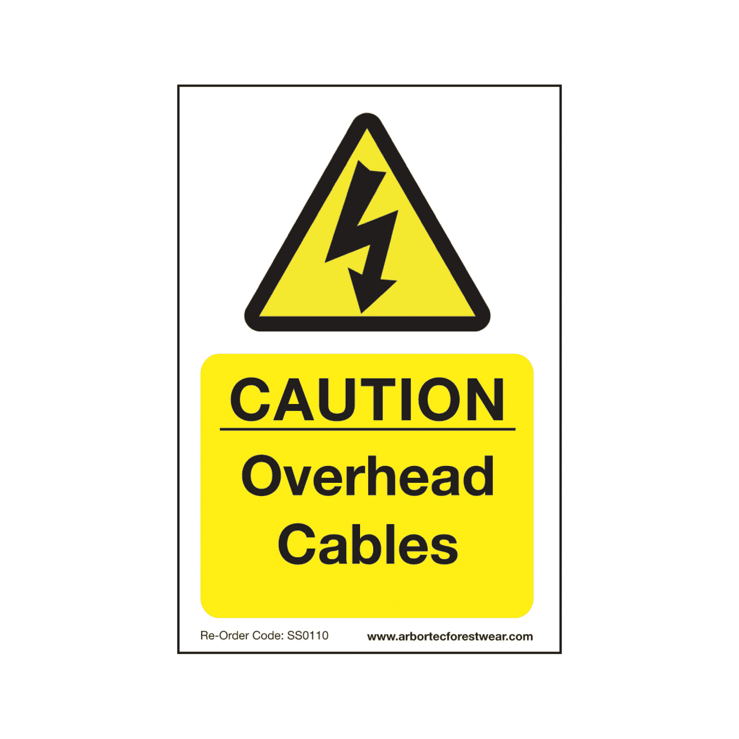 SS0110 Corex Safety Sign - Caution Overhead Cables - Treehog