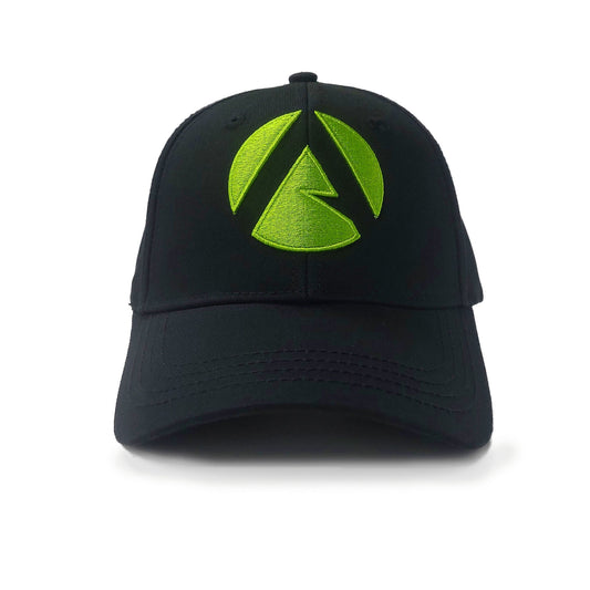 AT052 - Baseball Cap Curved Peak Front Icon - Black/Lime - Treehog