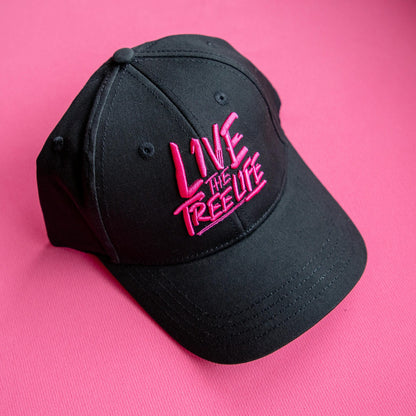 AT054 - Baseball Cap Curved Peak Live The Treelife - Black/Pink - Treehog
