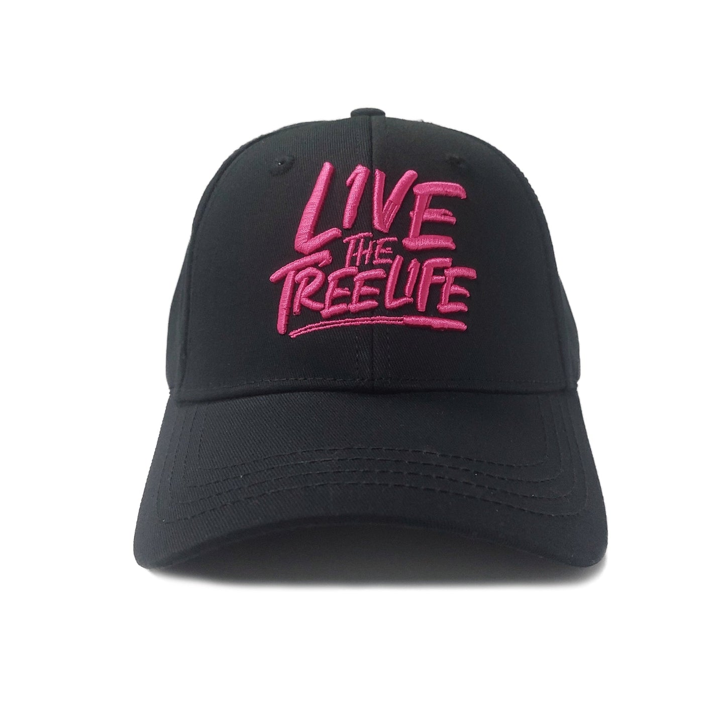 AT054 - Baseball Cap Curved Peak Live The Treelife - Black/Pink - Treehog