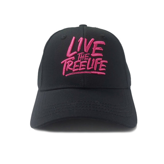 AT054 - Baseball Cap Curved Peak Live The Treelife - Black/Pink - Treehog