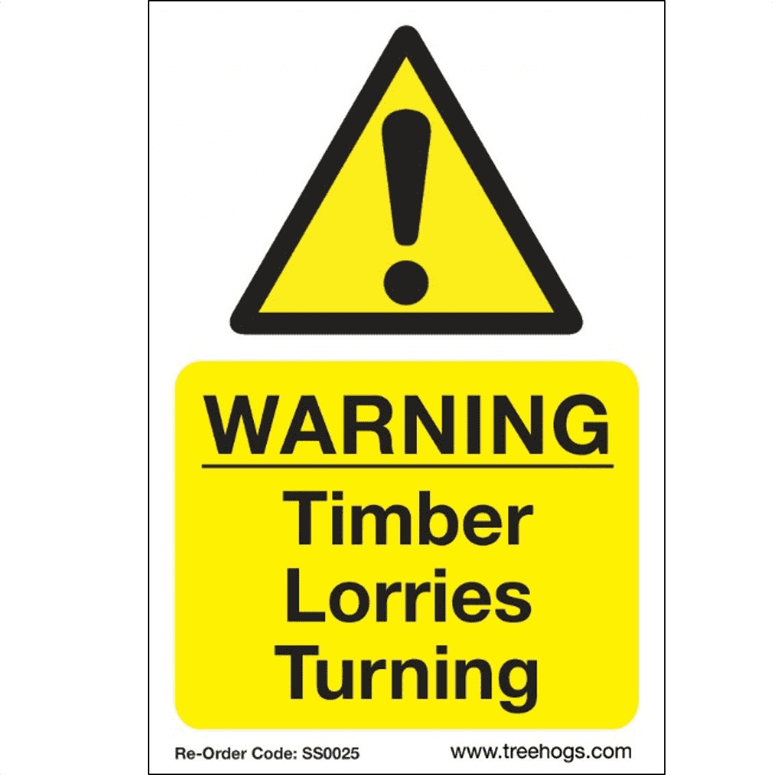 SS0025 Corex Safety Sign - Warning Timber Lorries Turning - Treehog