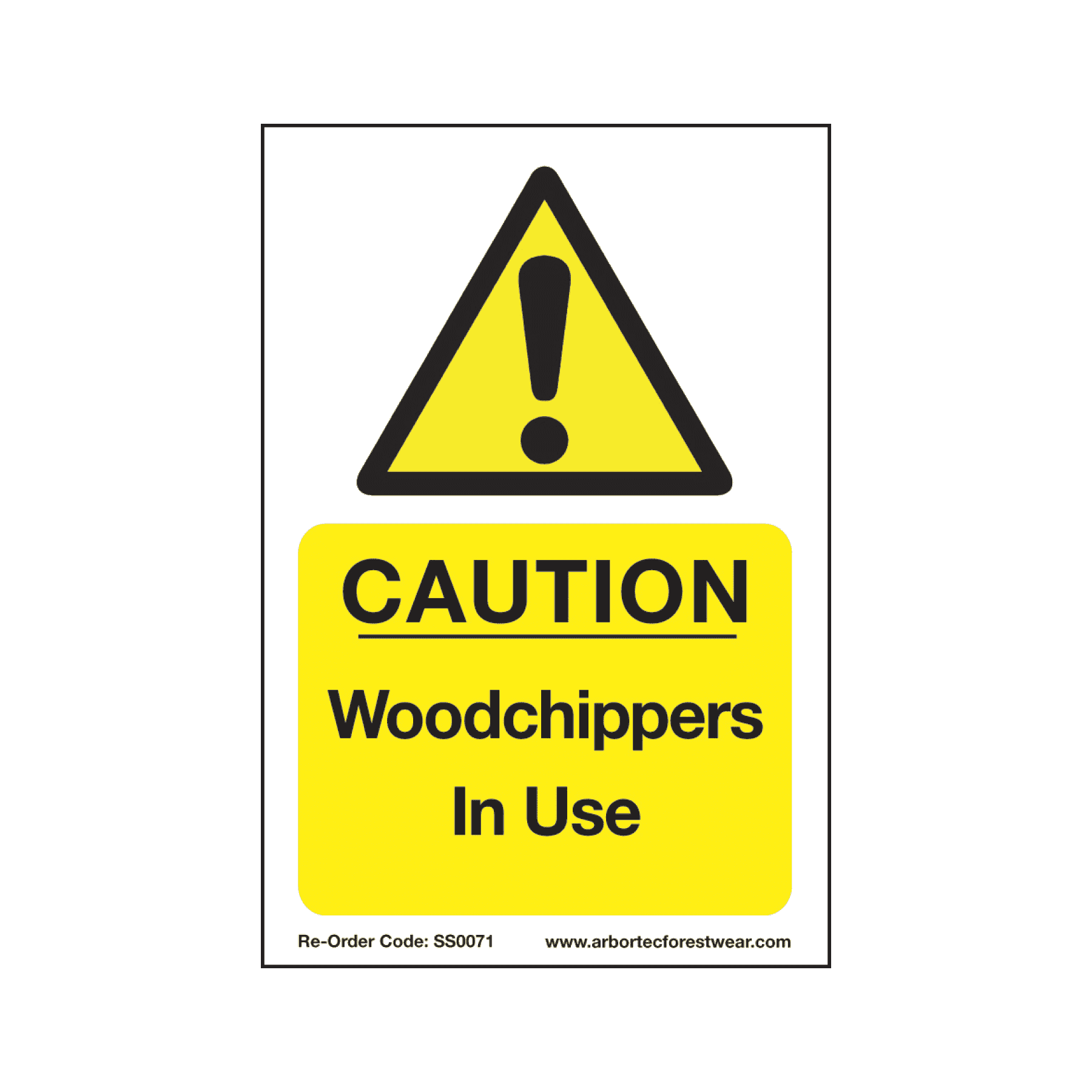 SS0071 Corex Safety Sign - Caution Wood Chippers In Use - Treehog